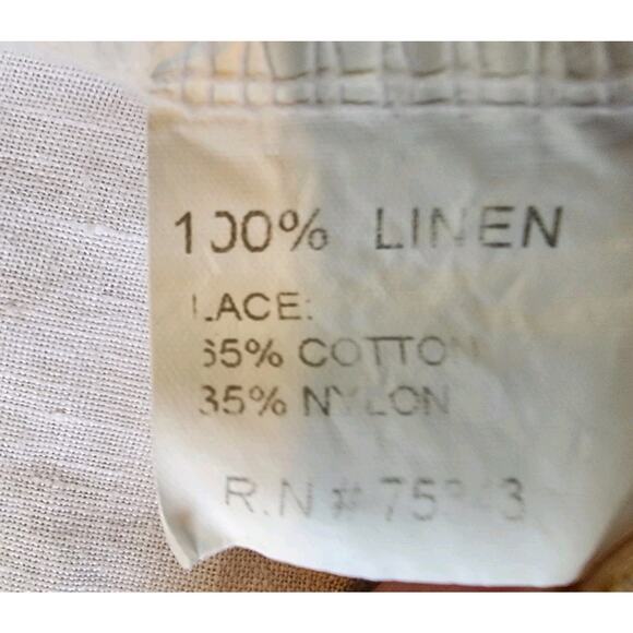 Bellambra Italy 100% Linen blouse Sz Small Open Front Shirt Lace Trim Shacket - Picture 6 of 10